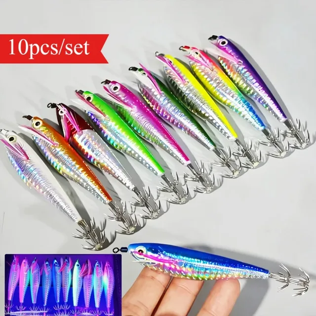 10 piezas Set Egi Horizontal 10.5cm, Jig de · Señuelos