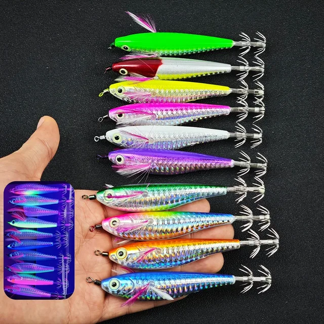 10 piezas Set Egi Horizontal 10.5cm, Jig de · Señuelos