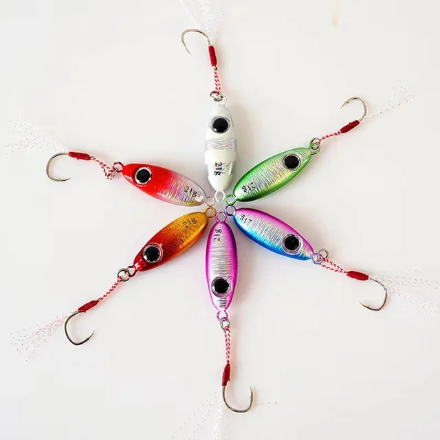 6 señuelos de pesca de jigging de micro metal · Señuelos