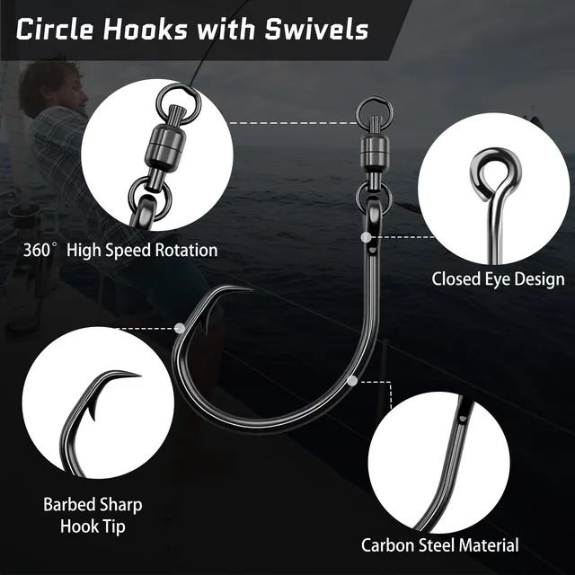 Diseño de anzuelo circular con emergillones y grapas para pesca efectiva