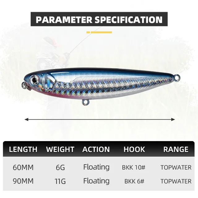 BLUX NATRIX 60/90 Topwater lápiz 60MM 90MM · Señuelos