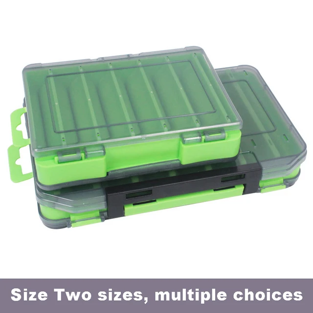 caja de pesca con múltiples compartimentos para señuelos y anzuelos