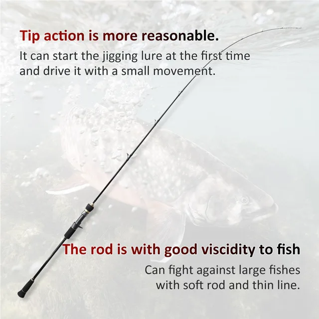 Caña de Pesca Jigging Lento Noeby - 1,83m/1,96m, Alta Sensibilidad, 2 Secciones