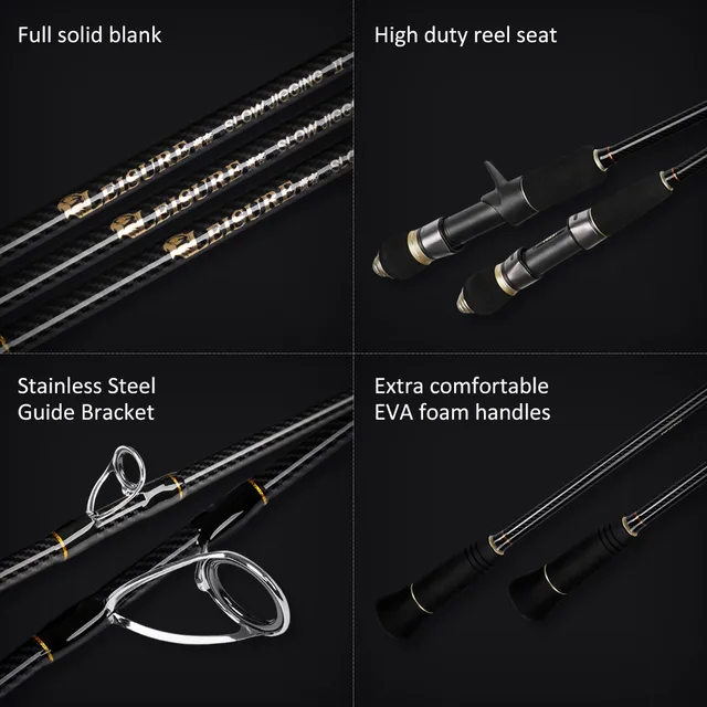 Caña de Pesca Jigging Lento Noeby - 1,83m/1,96m, Alta Sensibilidad, 2 Secciones