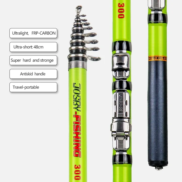 Caña telescópica de fibra de carbono para carpas: resistente y portátil
