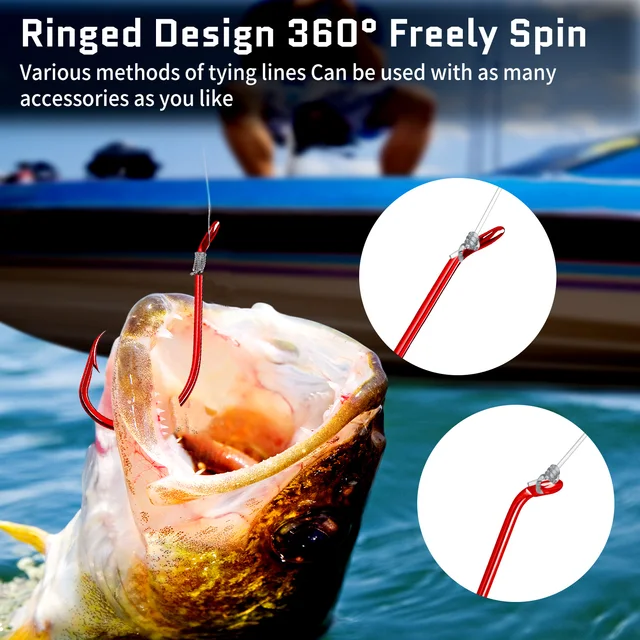 FishTrip Anzuelos para Pulpo Rojos 50-100PCS, · Anzuelos