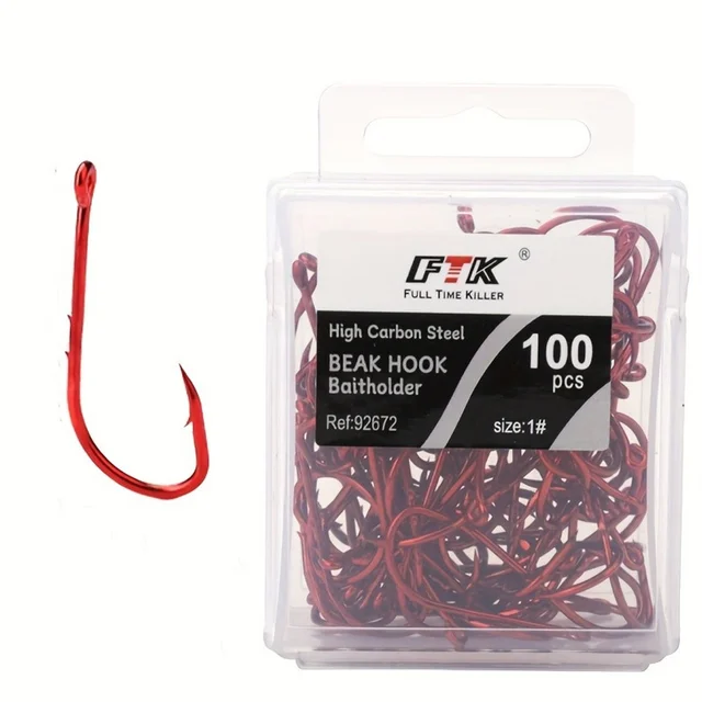 FTK-anzuelos de pesca rojos, Señuelos de pesca · Anzuelos