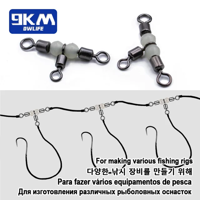 Giratorios de 3 vías para pesca en agua dulce y salada