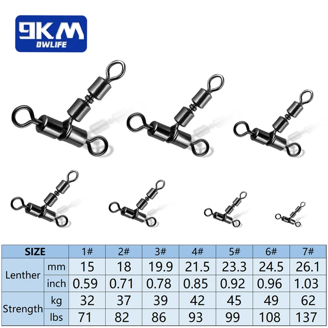 Giratorios de pesca de 3 vías, 15 ~ 30 Uds., · Minutería