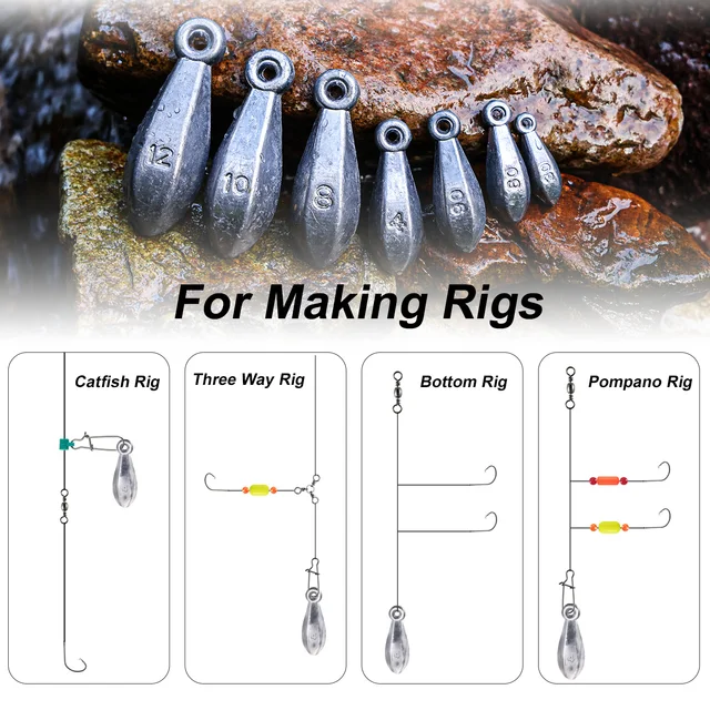 Plomos de pesca de diferentes formas y pesos