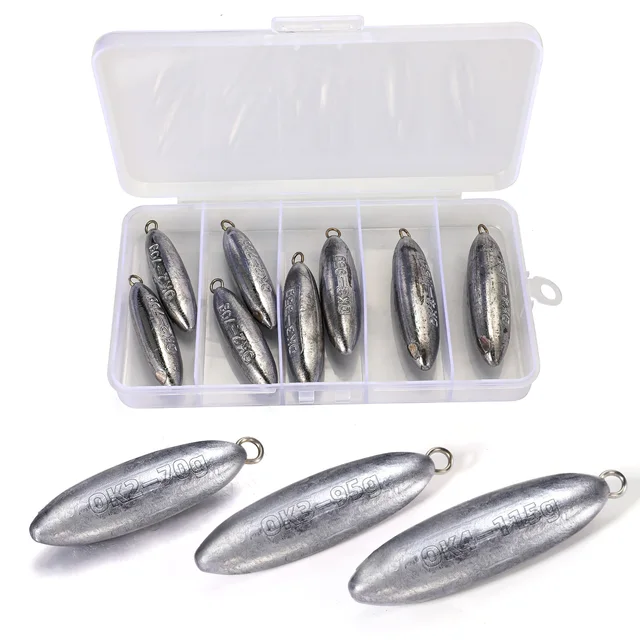 Juego de 8 plomos de pesca de 70g