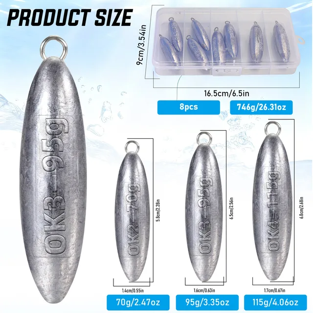 Plomos de pesca de diferentes formas y pesos
