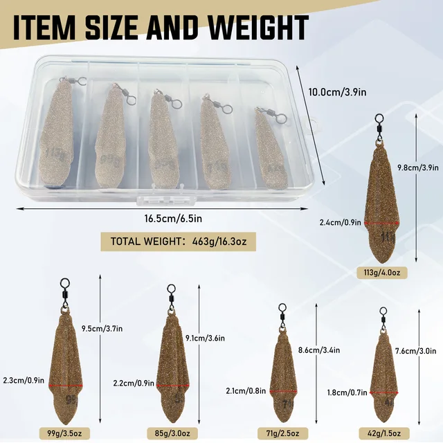 Juego de plomos de pesca para surfcasting