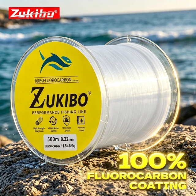 Línea de pesca con recubrimiento de fluorocarbono