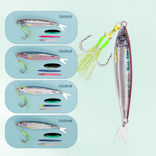 Cebo de pesca con señuelo de metal y cola vibrante