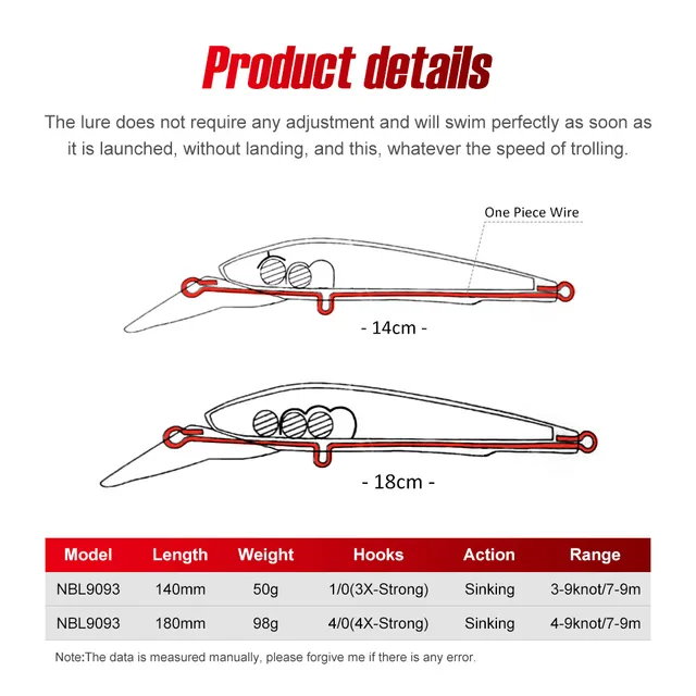 Señuelos de Pesca NOEBY Trolling, Artificiales para Atún y Mar